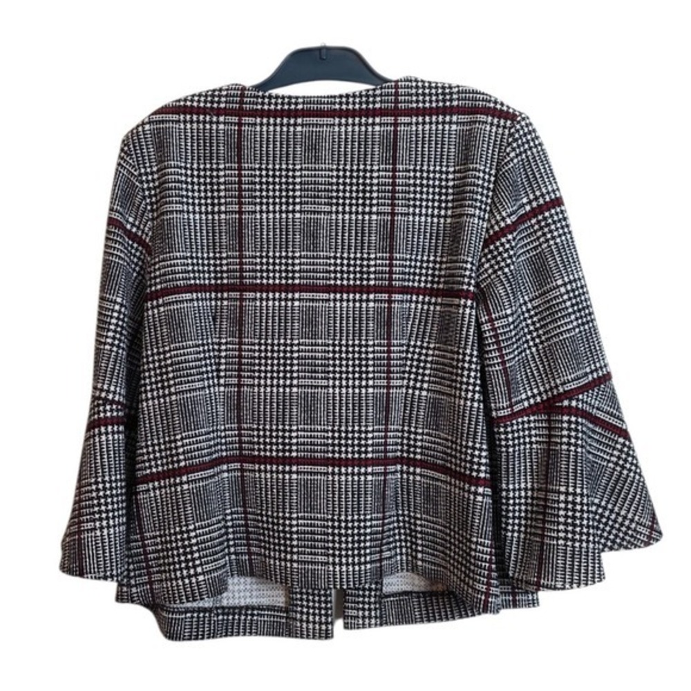 Danny and Nicole Career Jacket Women 16W Black White Glen Plaid Bell Sleeve - Picture 4 of 15